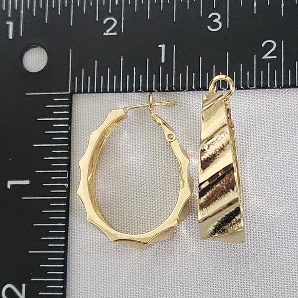 18k Gold Filled Chunky Oval Hoop Earrings New - Picture 4 of 8